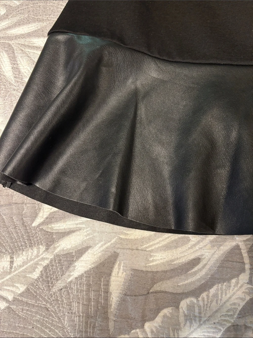 Michael Kors Black Mini Skirt with Faux-Leather Ruffle